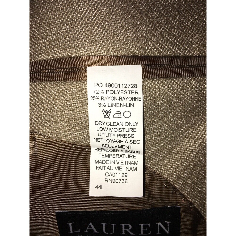 NWT Ralph Lauren Black Label Mens Poly/Rayon/Linen Blend Sport Coat Blazer 44L - Picture 12 of 12
